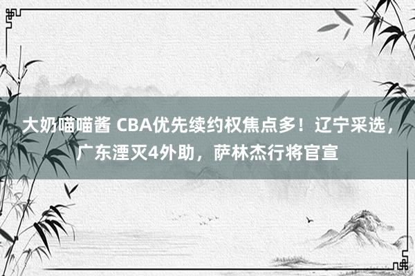 大奶喵喵酱 CBA优先续约权焦点多！辽宁采选，广东湮灭4外助，萨林杰行将官宣