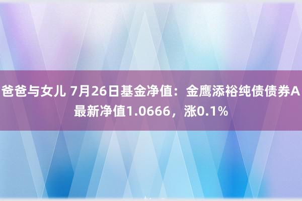 爸爸与女儿 7月26日基金净值：金鹰添裕纯债债券A最新净值1.0666，涨0.1%