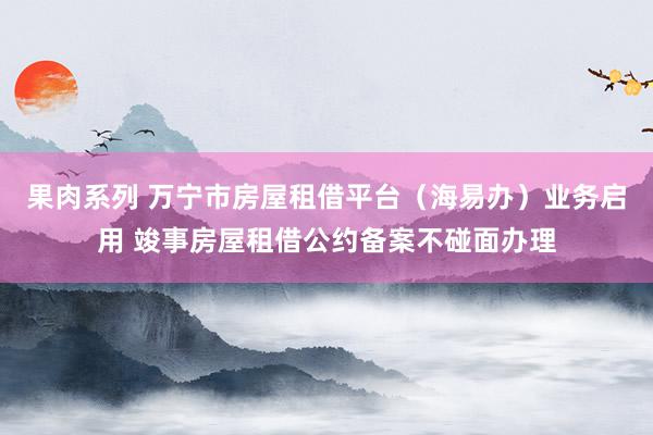 果肉系列 万宁市房屋租借平台（海易办）业务启用 竣事房屋租借公约备案不碰面办理