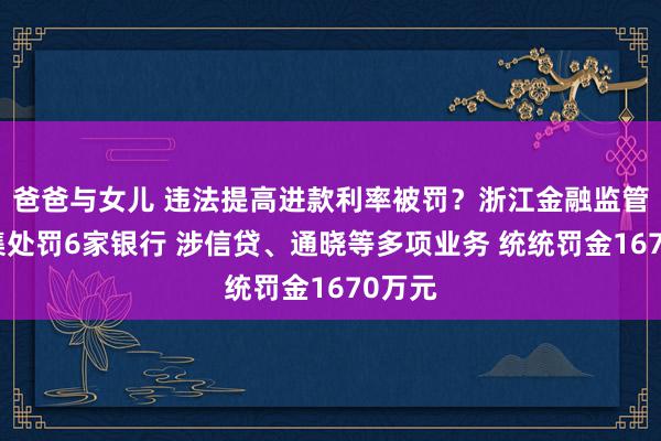 爸爸与女儿 违法提高进款利率被罚？浙江金融监管局密集处罚6家银行 涉信贷、通晓等多项业务 统统罚金1